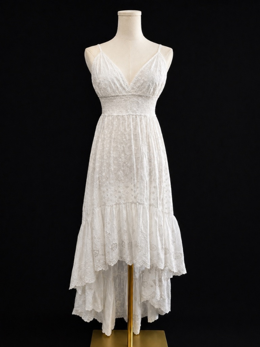 Solitaire Swim Eyelet Tiered Asymmetric Dress S Coastal Resort Vacation Beach